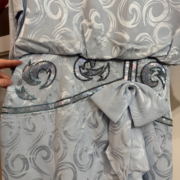 Lauren Alexander Flapper Gatsby Sequin Silk Brocade Midi Dress Light Blue 10 - Picture 9 of 16